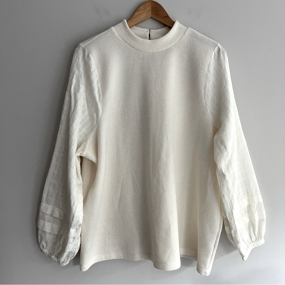 Madewell Cream Textured Tunic Blouse 1X